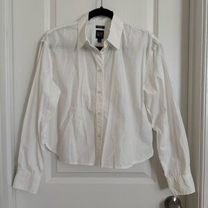 NWT GAP Organic Cotton White Cropped Buttoned Shirt, XS